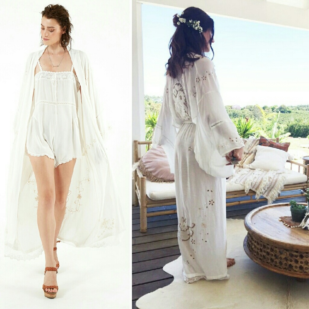 New spell designs isla bonita kimono bride lace Bridal Robe Duster White Gypsy
